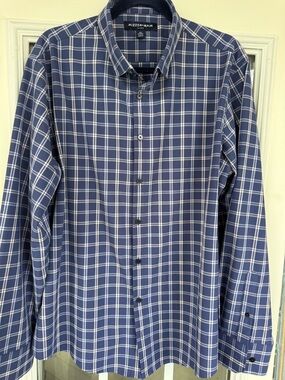 Mizzen+Main Shirt Men XL Plaid Leeward Trim Fit No Tuck Performance Stretch